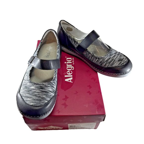 Alegria Women's Gem Black & White Shoes Size 11 Wide Mary Jane Style Soft Upper - Picture 1 of 12